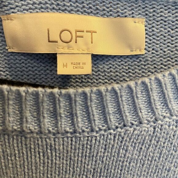 LOFT Women’s Sky Blue Bicycle and Flowers Embroidered Long Sleeve Sweater M - Picture 5 of 11